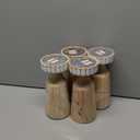 Pack of 4 Wooden Candle Holders – Natural Wood Decorative Candle Stand with White Accent Rim