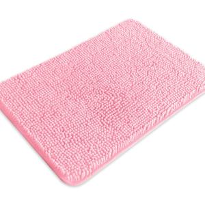 Pink Bathroom Rugs  Absorbent and Washable Bath Mat, Non-Slip, Thick Soft Chenille Bath Rugs for Bathroom Floor, Shower, Sink - 17" x 24"