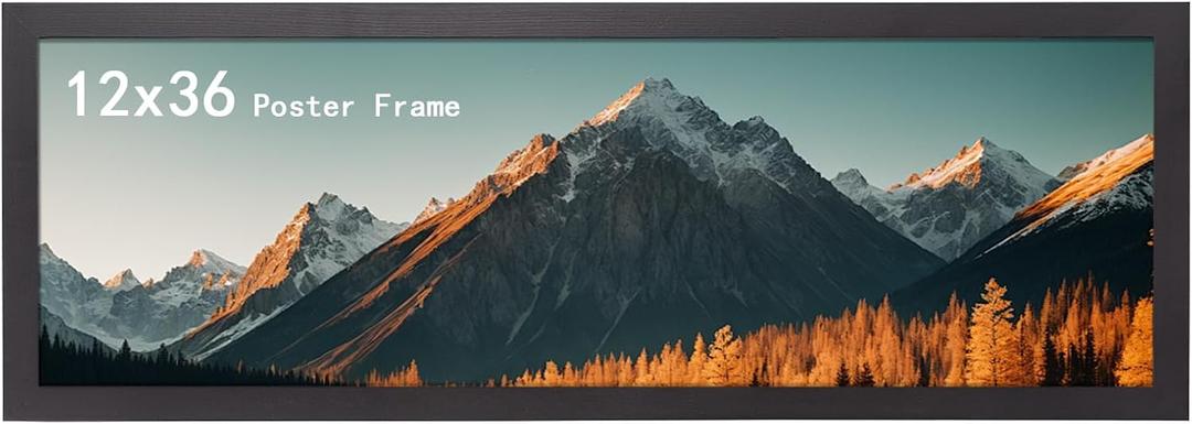 12x36 Panoramic Solid Wood Poster Frame, 12x36 Picture FrameHorizontal and Vertical Wall Hanging(Black)