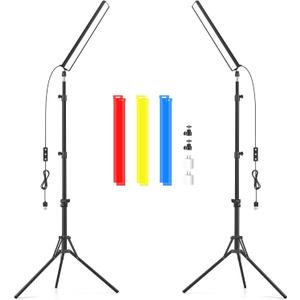 2 Pack Led Video Light Wand Stick, Obeamiu 5600K Led Photography Lighting Wand Kit with 63'' Tripod Stand/Color Filters, Studio Photo Lights for Video Recording/Streaming/Portrait/Vlog/Makeup/Podcast
