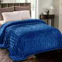 Whale Flotilla Flannel Fleece Twin Size Blanket for Bed, Soft Fluffy Velvet Bedspread Coverlet with Decorative Vintage Pattern for All Season, Warm and Lightweight, 60x80 Inch, Royal Blue