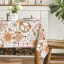 Horaldaily Groovy Retro Boho Tablecloth 60x120 Inch Rectangular, Pink 60s 70s Themed Washable Seasonal Table Cover for Party Picnic Dinner Decor