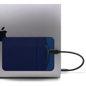 2-Pocket Adhesive Pouch for Laptop, Compatible with External Portable SSD, Magic Mouse, USB Cable and More - Blue