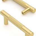 Asidrama 10 Pack 3 Inch(76mm) Brushed Gold Zinc Alloy Cabinet Pulls for Kitchen Cabinets and Drawers (3" Hole Center)