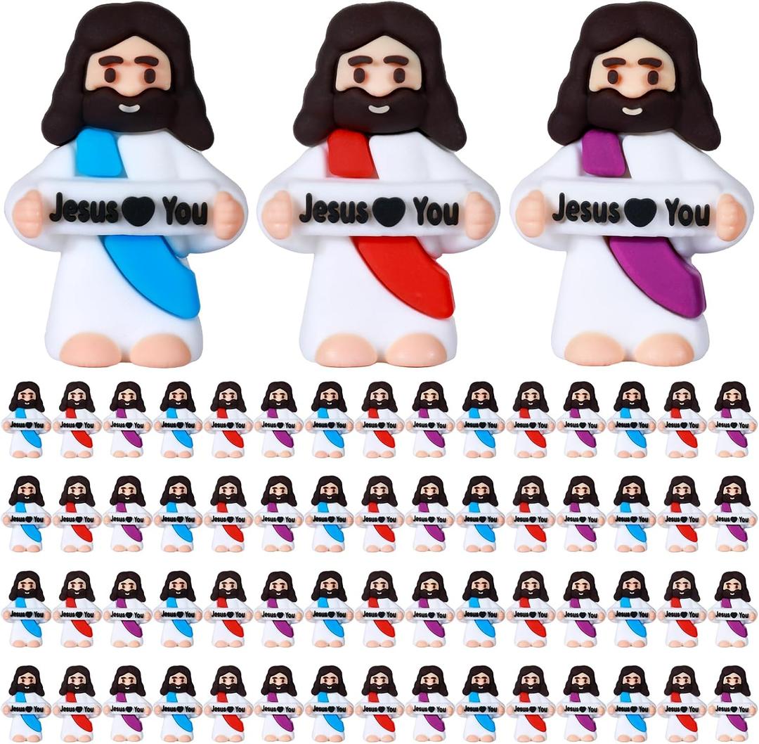 60 Pcs Little Jesus Figures Bulk Jesus Love You Mini Tiny Baby Jesus Figurines Easter Egg Stuffers Gifts for Christian Catholic Baptism Religious Party Favors