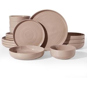 Stoneware Dinnerware Sets with Pasta Bowls, Dish Set for 4