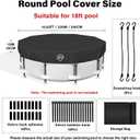 SAFANA 18FT Round Pool Covers for Above Ground Pools, Round Swimming Pool Cover [Upgrade 420D Thicker] Protective Leaf Cover, Elastic Band Auto Shrink & Seal, Tear Resistant, UV Protection, Black