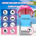XL Universal Chair Canopy Umbrella, UPF 50+ Foldable Sun Shade Attachment with Adjustable Clamp, Fits Most Brands’ Beach, Camping, Lawn, Tanning, Zero Gravity, Lounge & Fishing Chairs