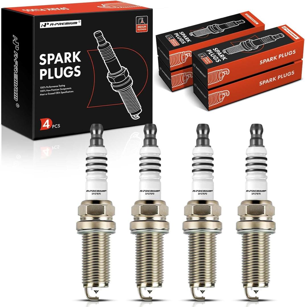 A-Premium Iridium Platinum Spark Plugs Compatible with Honda CR-V CRV 2010-2014, Civic 2012-2015, Accord 2008-2012, Crosstour 2012-2015 & Acura TSX 2009-2014, ILX 2013-2015, 2.4L, Pack of 4