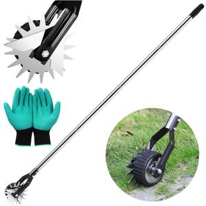 [2025 Upgraded] Wheel Rotary Edger  Manual Lawn Edger Tool, Adjustable 63 Length, Sturdy 4-Section Stainless Steel Trimmer for Grass & Weed Edging, Ideal for Garden Landscaping & Yard Maintenance