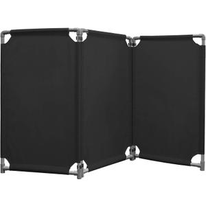 3 Panels Safety Barricade 5.8FT Foldable Security Sign Barrier Gate with Heavy Duty PVC Frame High Visibility Caution Symbol Crowd Control Restricted Area Pedestrian Barricade Traffic Fence Black