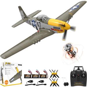 Volantexrc Brushless RC Planes for Adults,4-CH P-51D Mustang Remote Control Airplane,3 Flight Modes with Aerobatic,Wingspan 500mm,EPP Foam Material,3 Batteries,Suit to Intermediate or Expert Pilot