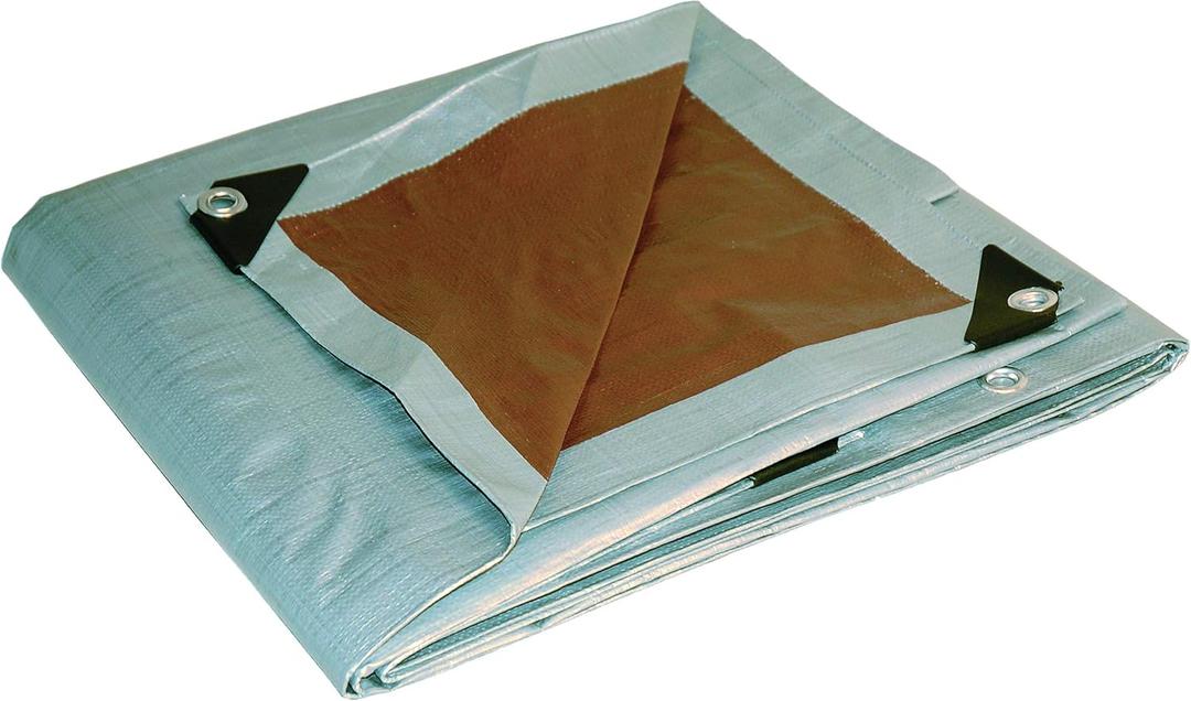 Dry Top 10x12 Multi-Purpose Silver/Brown Heavy Duty Poly Tarp (10'x12')