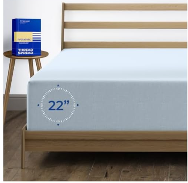 1000 Thread Count 100% Cotton Fitted Sheet, Light Blue California King 22" Fitted Sheet, Long - Staple Combed Pure Natural Cotton Sheet, Soft & Silky Sateen Weave