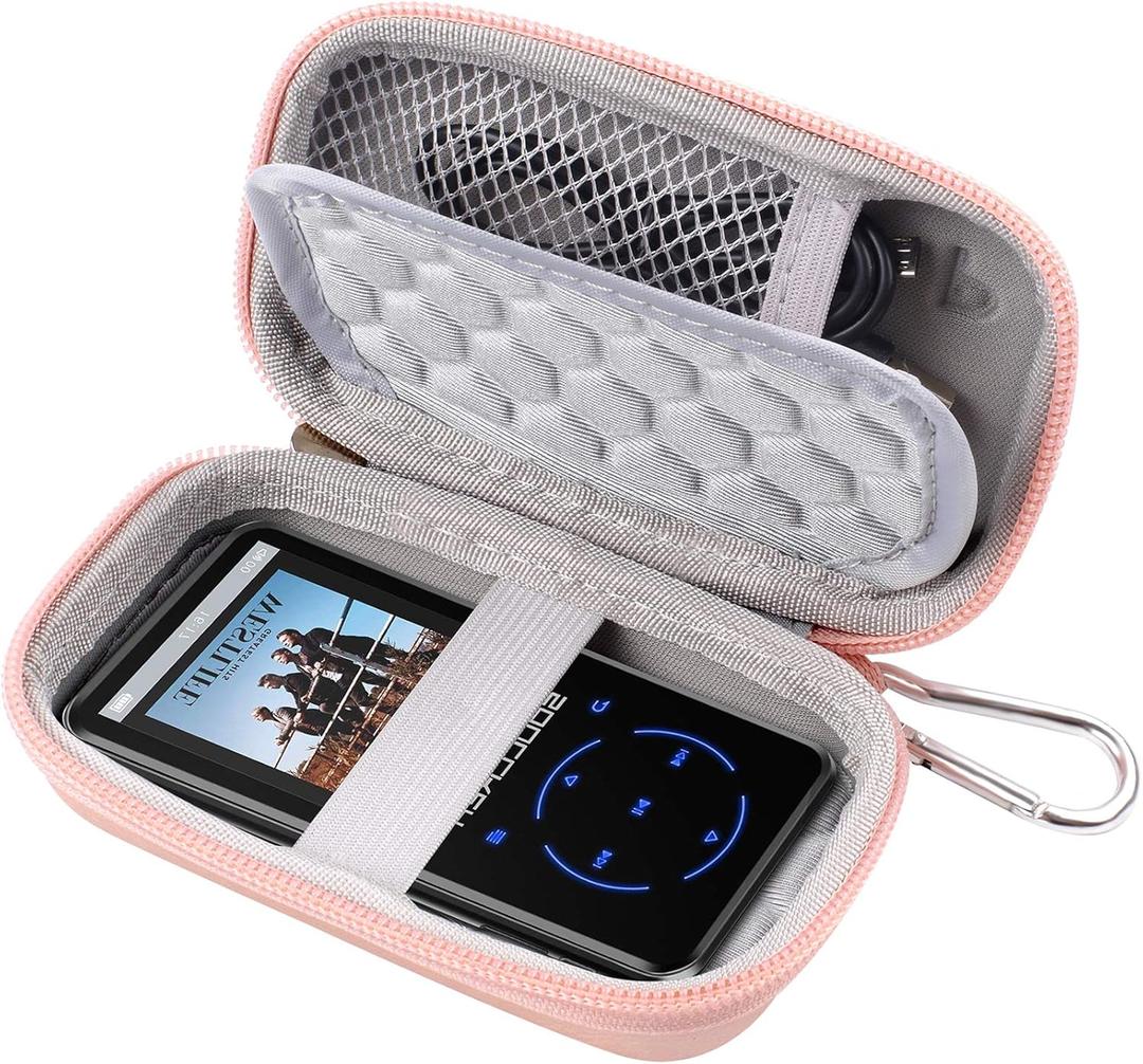 MP3 & MP4 Player Case for SOULCKER/G.G.Martinsen/Grtdhx/iPod Nano/Sandisk Music Player/Sony NW-A45 and Other Music Players with Bluetooth. Fit for Earbuds, USB Cable, Memory Card - Rose Gold