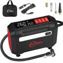ROCGORLD R8 Tire Inflator Portable Air Compressor, DC 12V Air Compressor Portable with Large Dual Digital Screen, 3X Faster Inflation Air Pump for Car, Bike, Ball, Motor (Red)