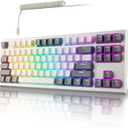 TECWARE Phantom+ Elite 87 Key RGB Mechanical Gaming Keyboard | 3 Mode Wireless Bluetooth 5.0 2.4GHz & USB C Wired | Hot Swappable 5 Pin | Double Shot PBT Keycaps | Wraith Red Switch - White