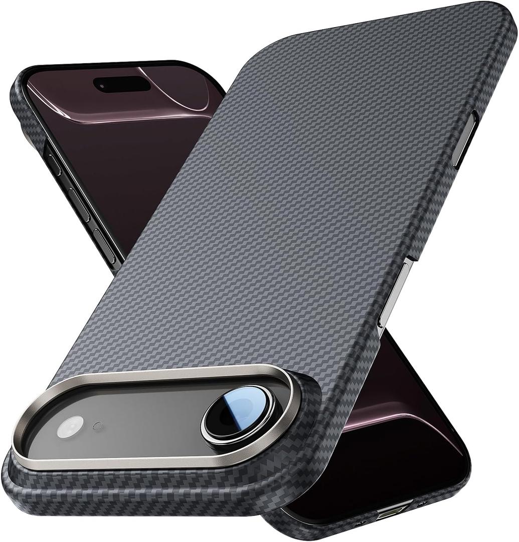 Carbon Fiber Case for iPhone 17 Air, 600D Aramid Fiber Woven Case with Military Grade Drop Protection, Shockproof Cell Phone Case with Magnet, Compatible with MagSafe (Slim twill ( 600D))