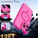 CANSHN Magnetic Compatible with iPhone 16 Pro Max Case, Upgraded [Full Camera Protection] [Compatible with Magsafe] [Translucent Matte] Shockproof Protective Phone Case Cover 6.9 Inch - Hot Pink