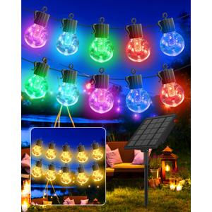 Solar String Lights Outdoor Waterproof,50FT 25LEDs Warm White & Multicolor Hanging Lights G40 Globe Solar Powered String Lights Outdoor with 8 Modes,Timer,Solar String Light for Outside Patio Yard