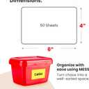 MESS Large Bin Labels for Storage (50 6x4) - Pantry, Organizing, Craft, Shelf, Tote, Moving Labels - Removable for Boxes and Bins (Yellow)