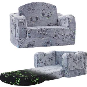 Thick Comfy Toddler Chair and Couch for Kids,2-in-1 Soft Plush Fold Out Sofa for Children,Convertible Couch to Lounger for Toddler