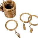 Curtain Clip Rings - 1.75'' Inner Diameter Faux Wood Color Rings Fits up to 1-1/4'' Curtain Rod, Set of 14 (Faux Wood, Set of 14 (1.75''))