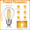 G45 LED Edison Filament Bulb 4W (40 Watt Equivalent), 2700K Warm White, E26 Base Clear Glass Small Globe Light Bulbs for Pendant Lights & Chandeliers, Non-Dimmable, 2 Pack