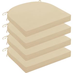 Wellsin Outdoor Chair Cushions for Patio Furniture - Patio Chair Cushions Set of 4 - Water Resistant Round Corner Outdoor Seat Cushions 17"X16"X2", Beige