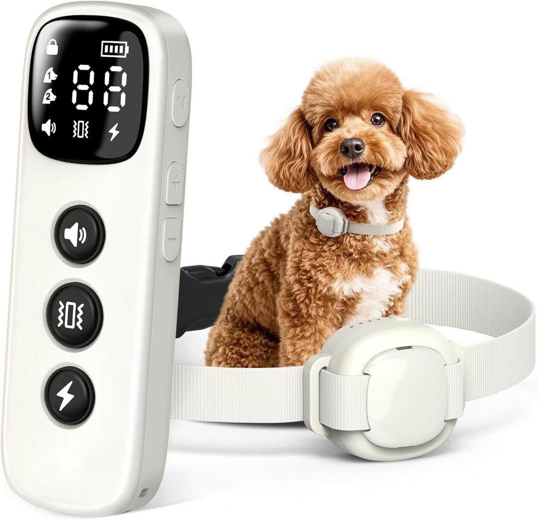 Shock Collar for Small Dogs 5-30lbs -IPX8 Waterproof,White | 4200FT Dog Training Collar with Remote,Rechargeable Electric Collar with 3 Modes, Security Lock