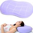 KEEPMOV Memory Foam Pillows - Cervical Neck Pillows for Pain Relief, Ergonomic Contour Pillow for Side Back Stomach Sleepers (Purple)