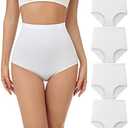 wirarpa Women's Underwear Cotton Super High Waisted Briefs Stretch Full Coverage Panties 4 Pack, XL