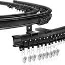 Ceiling Curtain Track, Black Flexible Bendable Curtain Track 12 Ft Curved Curtain Rail Ceiling Wall Mount Sliding Curtain Ceiling Track System Set for Bay Window, Room Divider