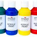 milo Acrylic Paint Set of 6 Colors | 4 oz Bottles | Student Primary Colors Acrylics Painting Pack | Made in the USA | Non-Toxic Art & Craft Paints for Artists, Kids, & Hobby Painters