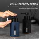 Enra Glass Hand Soap Dispenser,12oz Navy Blue Liquid Bathroom Soap Dispenser with Stainless Steel Lotion Pump for Bathroom Kitchen (Blue)