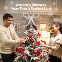 HUTHDAK Large Glitter Silver Bow Christmas Tree Topper,9.4 Inch Metal Tree Topper,Silver Bow Christmas Decorations for Xmas Home Decor Holiday Party Indoor Outdoor Shop Office