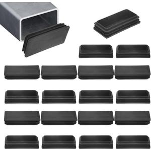 M METERXITY 20-Pack Tubing End Caps, 4 x 2 Inch Plastic Rectangle Hole Plugs Inserts for Chair Leg/Bar Stool/Fitness Equipment, Chair Glides Fence Plug Floor Protectors