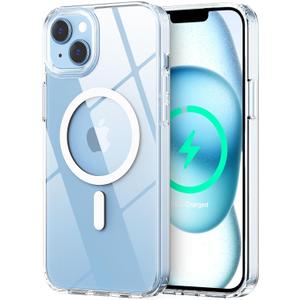Magnetic for iPhone 15 Case, [Compatible with MagSafe][Not Yellowing][Military-Grade Protection] Crystal Clear Shockproof Protective case for iPhone 15 6.1 inch(Clear)