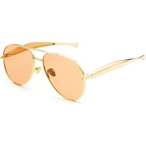 Oversized Aviator Sunglasses for Women Men 70s Trendy Sardine Big Sun Glasses Gold Metal Frame Shades (Gold/Clear Brown)