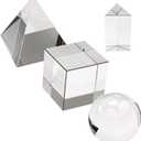 4 Pack K9 Optical Crystal Photography Prism Set, Include 55mm Crystal Ball, 50mm Crystal Cube, 50mm Triangular Prism, 60mm Optical Pyramid with Gift Box& Wipe Cloth for Teaching, Playing, Photography