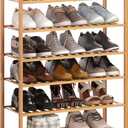 BMOSU 6-Tier Bamboo Shoe Rack Premium Stackable Shoe Shelf Storage Organizer for Hallway Closet Living Room Entryway Organizer (Natural Bamboo)