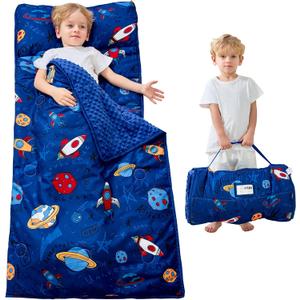 Lasoftan Toddler Nap Mat with Pillow and Blanket, Extra Large Rolled Napping Mats,Slumber Bags for Boys Girls,Kids Sleeping Bag for Daycare, Preschool Travel Camping