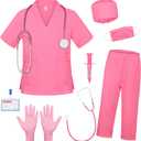 SIZGAROOT Doctor Costume for Kids Toddler Girls Boys Doctor Costume with Lab Coat Halloween Party Dress Up, 3-4T