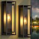 20in Outdoor Wall Light-Black Modern Sconce Waterproof Exterior Lighting Fixture with Tempered Glass E26 Socket Porch Lights Extra Large Lantern for Entryway Patio House Garage 2 Pack