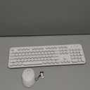 Wireless Keyboard and Mouse Combo, Ergonomic Full Size Typewriter Retro Round Keycaps Keyboard, Compatible with Windows, PC, Perfer for Home and Office Keyboards（White）