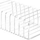 QWORK 9 Compartments Clear Desk Mail Organizer, Acrylic Office Document Sorter, Transparent Stepped Design, Non-Slip Base for Office, Home, School Desktop Organization