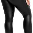 KIWI RATA Womens Faux Leather Leggings Stretch High Waisted PU Leather Pants (Small, B-booty Lift Black)