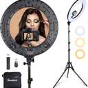 Ring Light - 18 inch 60 W Dimmable LED Ring Light Kit with Stand - Adjustable 3000-6000 K Color Temperature Lighting for Vlog, Makeup, YouTube, Camera, Photo, Video - Control with Remote
