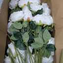 Rowfad 60 Pcs Artificial Roses Bulk Velvet Silk White Roses White Roses for Wedding Centerpieces Bridal Bouquet Mohter's Day Valentine's Day Home Decor (60, White)