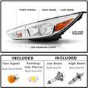 Headlights Assembly Compatible with 2015 2016 2017 2018 Ford Focus W/DRL Halogen Model Headlamp Replacement Chrome Housing Pair